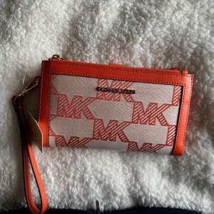 MICHAEL KORS Large Double Zip Wristlet - Poppy - NWT